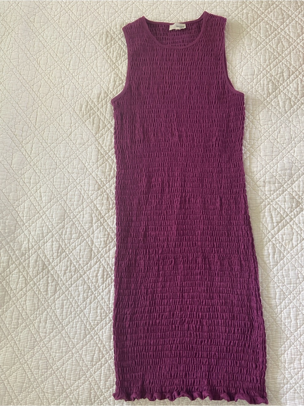 Wilfred Plum Smocked Sleeveless Midi Dress